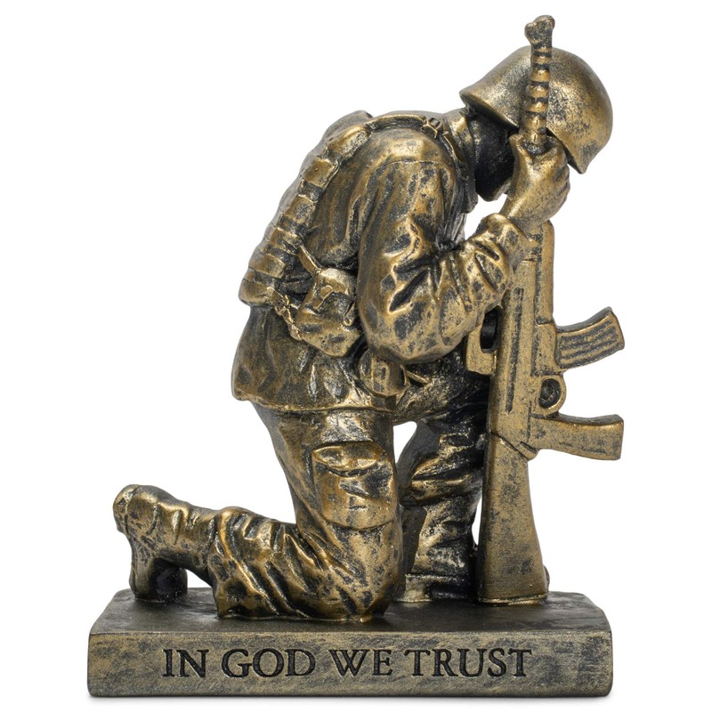 Dicksons Duty Faith God Praying Soldier 5 inch Gold Resin