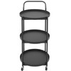 Round 3-Tier Rolling Bar Cart with Wheels, Round Bar Serving