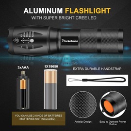 Tactical Flashlight 5 Pack Tac Light Torch Flashlight As Seen on TV XML T6 Tactical Flashlight Brightest LED Flashlight with 5 Modes Adjustable Waterproof Flashlight for Biking Camping