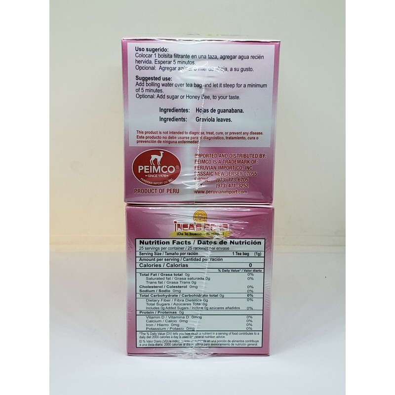 SOURSOP LEAVES / HOJAS DE GUANABANA 50 TEA BAGS 100%