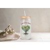Mugzan Love Grows Here Frosted Glass Can W/ Bamboo Lid