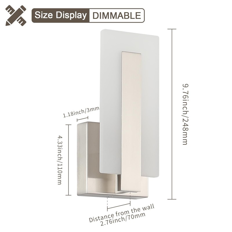 Joosenhouse LED Wall Sconce Set of 2, Hardwired Dimmable Wall