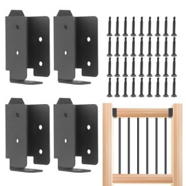 Meruzy 4 PCS Steel Deck Railing Brackets Connectors, 2x4 Brackets for Wood Fence Railing Handrail