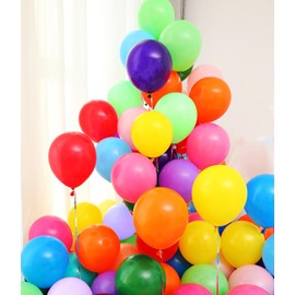 FAMULIA 100 Balloons 10 Colors Latex Balloons, 9.8 inches (25 cm), 10 inch (25 cm), 10 inches, Decoration, Decoration, (Multicolor), Basic Color, Indoor/Outdoor Decoration