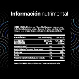 B Life Creatina Monohidratada en polvo 600g 120 Servicios  5 g por porcin  Alta Pureza  Creatine Monohydrate.                                         
