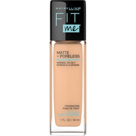 MAYBELLINE Base de Maquillaje Fit Me Matte + Poreless, Nude Beige 125, 30 ml, matifica y controla el brillo, se adapta al tono y la textura de la piel, tiene FPS 22, piel sin poros
