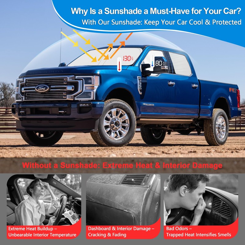 ULROLIT Front Side Window Sun Shade for 2017-2022 Fo-rd F250
