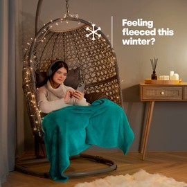 LIVIVO Flannel Fleece Blanket- Super Soft Cosy Cuddly Sofa Throw - Perfect For Bed, Sofa, Travel, Picnic & Camping- Single/Double/King (Ocean, Double)