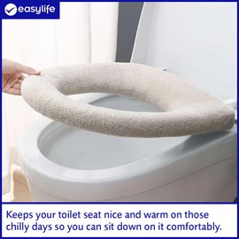 Easylife Toilet Seat Cover 30cm x 30cm, Fluffy Toilet Seat Cover, Toilet Cushion Beige - Fully Guaranteed | Beige