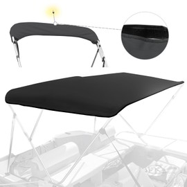 4 Bow Bimini Top Replacement Canvas for Boat with Light Hole and Storage Boot, Easy Install Zipper Sleeves, Heavy Duty Waterproof, 900D Marine Sun Shade Boat Canopy Without Frame, 8'L 91"-96" W Black