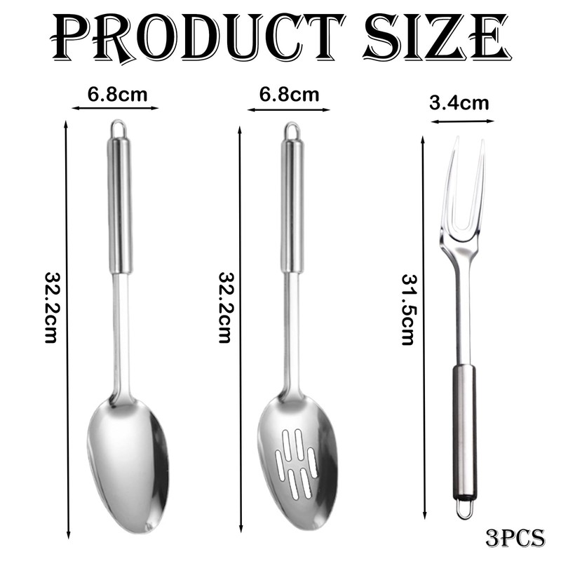 Serving Spoons Large, Stainless Steel Kitchen Utensils Set, 3-Piece Cooking