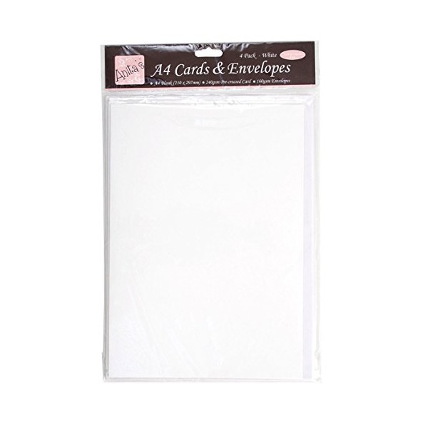 Docrafts A4 Cards/Envelopes, White (Pack of 4)