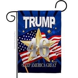 Trump 46 Keep America Great Garden Flag Patriotic President Republican Party United State American Election Small Decorative Gift Yard House Banner Double-Sided Made in USA 13 X 18.5