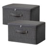 Exquilnova Pack of 2 Storage Boxes with Lid Fabric, Stackable
