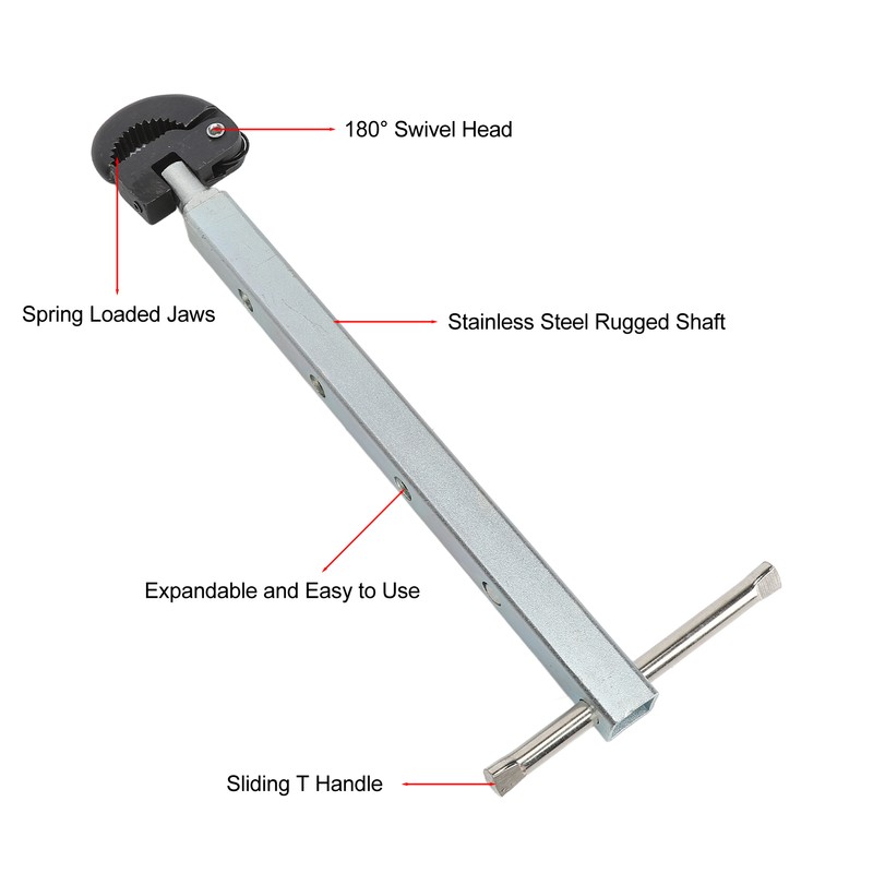 Telescoping Basin Wrench Stainless Steel Multifunctional Jaw Plumber Wrench for