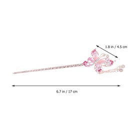 Minkissy Rhinestone Chinese Hair Stick Retro Butterfly Hair Chopsticks with Tassel Pendant Hairpin Chignon Pin for Women Girls
