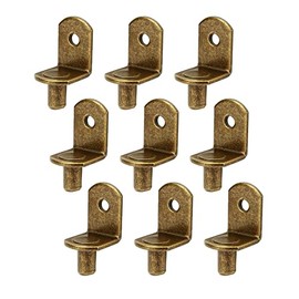 Maexxna 40pcs Shelf Support Pegs Bronze, L-Shaped Metal Cabinet Shelf Clips with Hole 6mm(1/4 Inch), Cabinet Closet Shelf Pins for Kitchen Bookcase Shelf Furniture Support (Bronze)