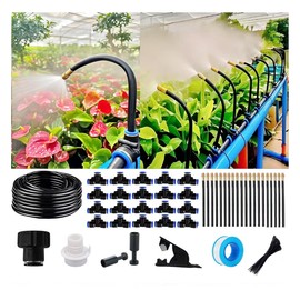Drip Irrigation Kit,Automatic Garden Watering System with New Quick Connectors and 360-degree Bending Dropper Atomizing Nozzles for Watering System for Garden Plant Lawn Patio. (20 Nozzles)