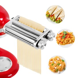 Pasta Roller Noodle Cutters Attachment for KitchenAid Mixers, Pasta Maker Attachment Set Included Dough Sheet Roller, Spaghetti and Fettuccine Cutters Maker Accessories