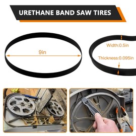 Professional Band Saw Tires 9 inch x 1/2 inch x .095 inch 2 Pack Belt for Delta 28-150 BS100 SM400 C-raftsman 137.21409 113.24458 315.214770 Grizzly G1052 Black D-ecker BDBS100 BS700 Ryobi BS901 3203