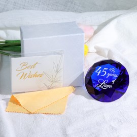45 Years Anniversary Wedding Gifts for Couple 45th Sapphire Wedding Romantic Gifts for Wife 45 Years of Love Sapphire K9 Crystal Keepsake for Parents