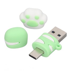 U Disk Flash Drive Type C Large Capacity High Speed USB3.0 Green Cat Claw U Disk Flash Drive 128GB