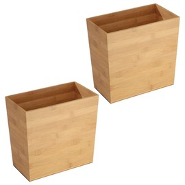 iDesign Small Rectangular Bathroom Trash Can - Set of 2 - Natural