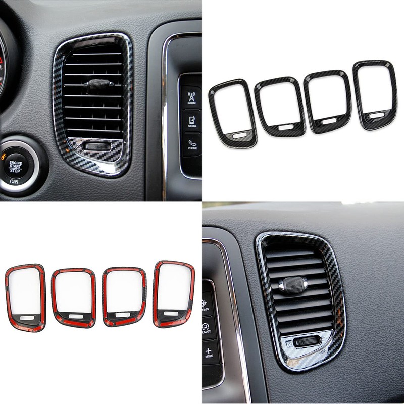 Carbon fiber dashboard air vent cover AC outlet trim kit