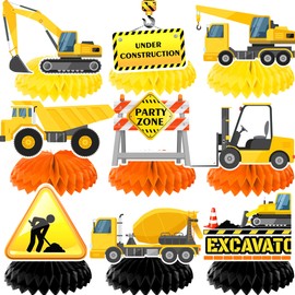 Construction Honeycomb Centerpieces, 9pcs Construction Party Centerpieces, Construction Truck Honeycomb Centerpieces, Excavator Honeycomb Decoration for Construction Birthday Party Supplies Decorations