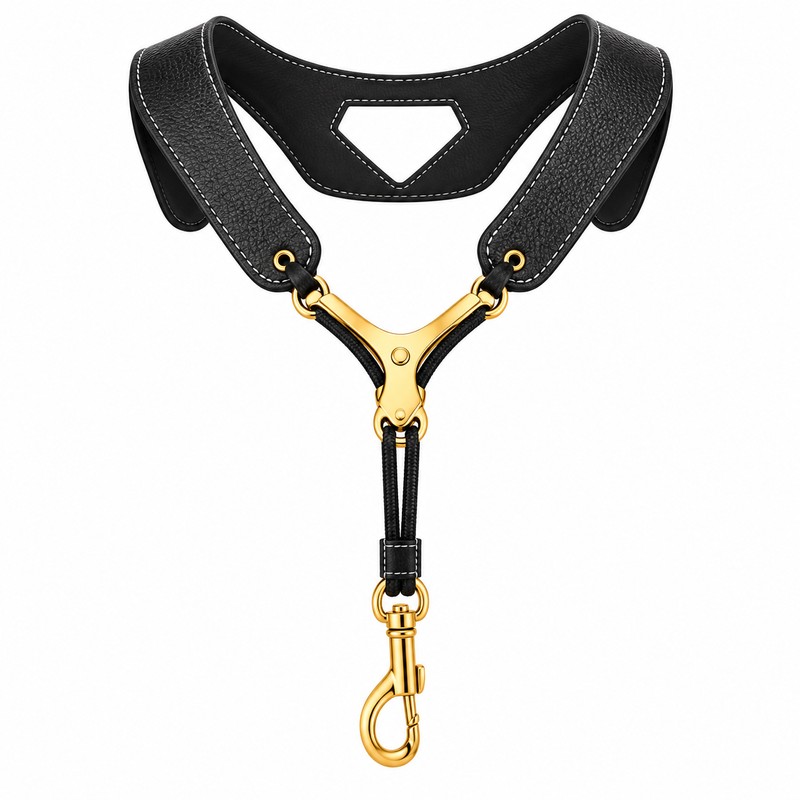 Adjustable Saxophone Shoulder Harness, Breathable Leather Contoured Sax Strap for