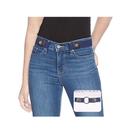 Ladies Elastic Belt Invisible No Buckle Belt for Women Men Black Adjustable Stretch Waist Belt Jeans Belt No.3 Blue and Silver Color Button Suit Waist 30-48 inches