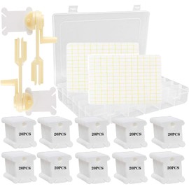 Embroidery Floss Organizer Box Set, 200 Pcs White Plastic Flossand 2 Pcs Floss Winder 1 Removable 36 Plastic Storage Box and 256 Pcs Dots Blank Stickers for Cross Stitch Craft DIY Sewing Storage