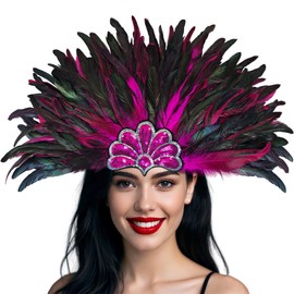 Goenb Feather Headband, Mardi Gras Feather Headpiece for Women Showgirl Costume Headress Accessories for Carnival Party