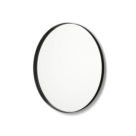 Better Bevel 30" x 30" Black Metal Framed Mirror | Round Bathroom Wall Mirror