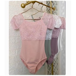 Pro Dance PLHA033MA Lace, Half Cup, Short Sleeve, Ballet, Leotard, Stylish, Pink, S
