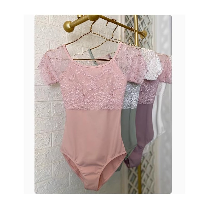 Pro Dance PLHA033MA Lace, Half Cup, Short Sleeve, Ballet, Leotard,