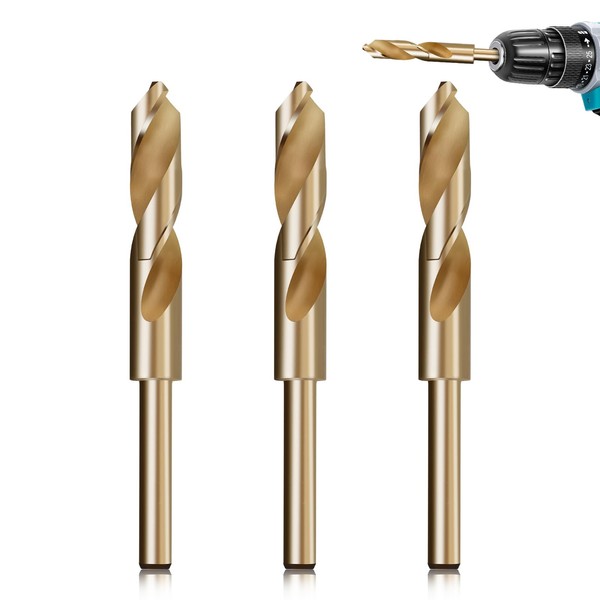 SUNJOYCO 3PCS 5/8" Cobalt Drill Bit Set, M35 HSS Twist