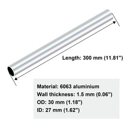 iMeistek 6063 Aluminium Round Tubes, 30mm OD 27mm ID 300mm Length 1.5mm Wall Seamless Straight Aluminium Tubing Pipe(3PCS)
