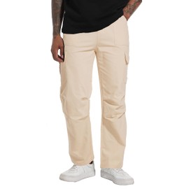CLANMILUMS Men's Relaxed Fit Cargo Pants Causal Streetwear Trouser with Pocket (34, Khaki)