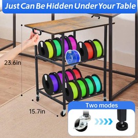 24"x16" Flexible Moved 3D Printer Stand with Filament Storage, 3D Printer Table with Double Side Handles for Easy Movement, Ideal 3D Printer Cart with Wheels for Workbench Studio and Office