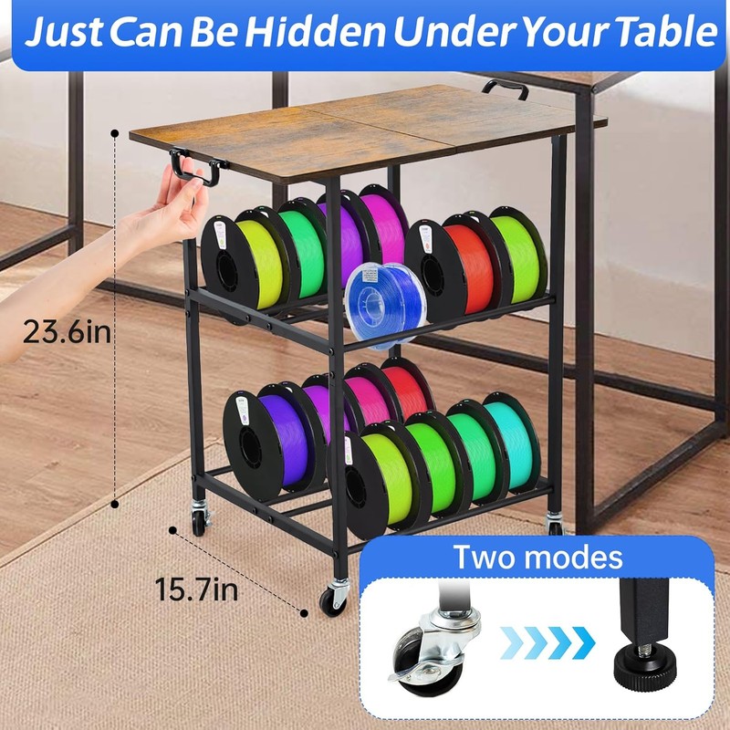 24"x16" Flexible Moved 3D Printer Stand with Filament Storage, 3D