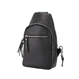 SH Leder Taylor G662 Real Leather Women's Chest Bag Backpack for Festival Travel Medium Waist Bag Crossbody Bag Adjustable Shoulder Strap Women Leather Bag 17 x 28 cm (Black)