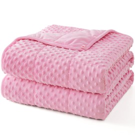 Topcee Weighted Blanket for Adults, Minky Dots Heavy Blanket for Woman, Man Sleeping, Soft, Cozy and Cooling Weighted Throw Blankets, Machine Washable, 48 x 72in, 12 lbs, Pink
