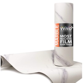 VViViD Slanted Carrara White Marble 16 Inches x 6.5 Feet Matte Finish Vinyl Sheet Film