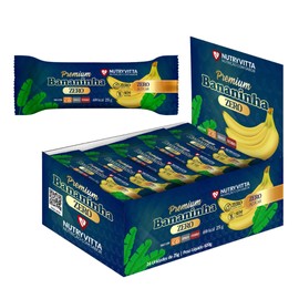 NutryVitta Banana Bar No Sugar Added - Healthy Snack, Vegan, Gluten-Free, 0.88 OZ Bar, 24 Count