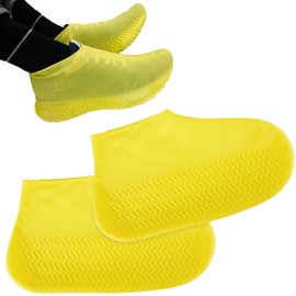 biped 1 Pair of Waterproof Silicone Shoe Covers for Many Shoes Non-Slip Overshoes Against Rain and Mud z2924 (Yellow, M = 33-37)