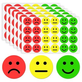 Wzhtuzi Smiley Face Sticker, Smile Sticker, Cheerful, Sad Stickers, Red/Yellow/Green Stickers, Mood Stickers for Presentation Cards, Presentation Case, Reward Stickers (3 Colours)