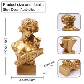 LCCCK 6" H Gold Aphrodite Statue Sculpture, Resin Greek Mythology Bust Statue, for Coquette Room Decor, Dark Academia Room Decor, Bookshelves, Shelves, Partition, Coffee Table Centerpiece