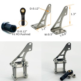 6 Sets Stainless Steel Control Horns L20×W12×H33mm 2 Holes Positions Control Horn for RC Airplane KT Model Plane Parts Accessories with Screw Nut and Ball Head End