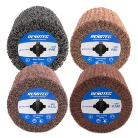 RENOTEC 4" Black Cleaner & Burnishing Wheel Pro Pack, 100x100mm, Grit 40/80/120/180